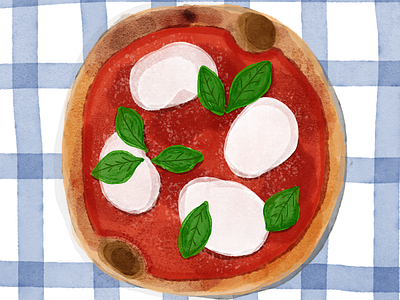 It's National Pizza Day! basil crust crusty design digital painting food illustration mozzarella pizza shot tomato