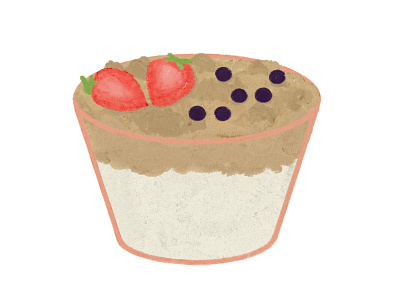 The Breakfast Series No 4 - Granola & Yogurt blueberries blueberry breakfast debut design digital painting food granola illustration minimal shot strawberry yogurt