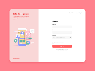 Adobe XD Sign up form adobe adobexd app clean design sign up ui ux web design