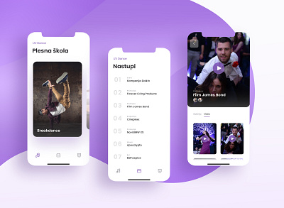 iOS School of Dance App application branding dance design icon design ios iphone school screens screenshots ui