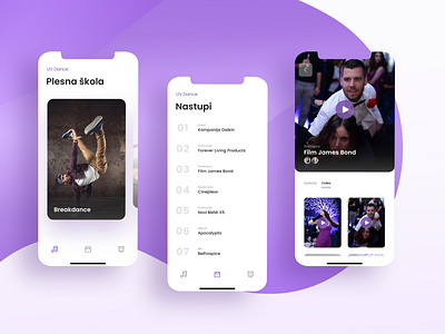 iOS School of Dance App application branding dance design icon design ios iphone school screens screenshots ui