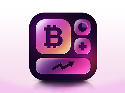 Crypto Widget App Icon 3d 3d icon app icon design icon design illustration ios ios icon iphone iphone icon logo logo design vector