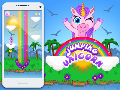 Jumping Unicorn android app colorful game game art ui