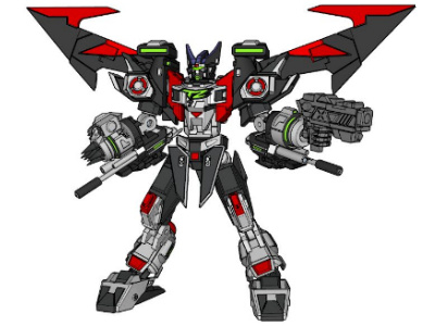 TZ7 mecha design, wings unfolded