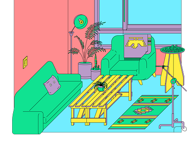 A corner of my house illustration isometric room room tone vector