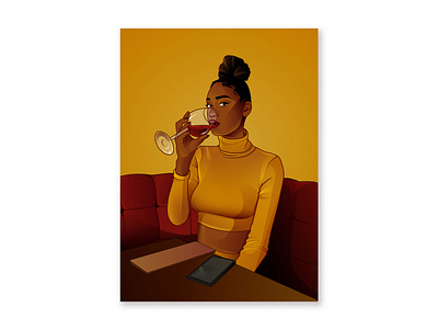 Portrait - Wine Glass adobe illustrator design digital illustration drawing illustration portrait vector vector illustration vectorart woman