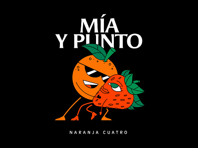 Mía y punto character couple cover art cover design dance fruits illustration music orange spotify strawberry vector