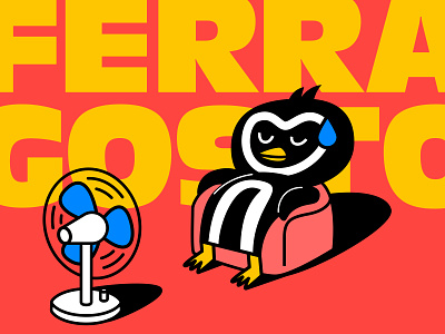 Ferragosto in Italy character couch design fan ferragosto festival holiday hot illustration italy kawaii melted milan penguin rest summer summertime sun vector worker