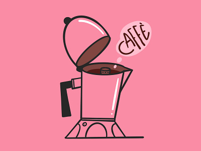 Moka caffè coffee coffeeshop desing hot illustration italian italy moka object pink procreate