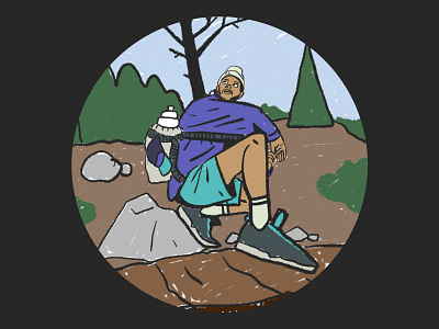 Trekking character design explore hiking illustration man mountain nature outdoor procreate sport travel trekking wip