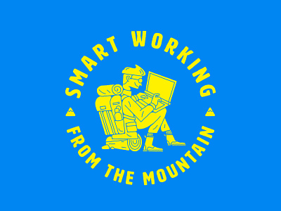 From the mountain character desk firewood illustration laptop log mountain office remote sit smart trunk wood working