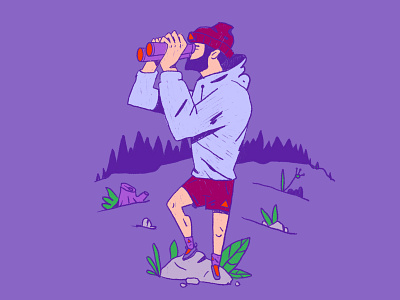 Birdwatching acg birdwatching character design explore hike illustration man natrure nike outdoor rock trekking watching