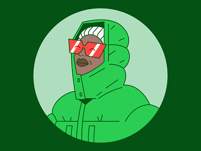 Winter beanie character cold color fashion girl glasses green happy illustration jacket lines nft pfp picture profile vector winter woman