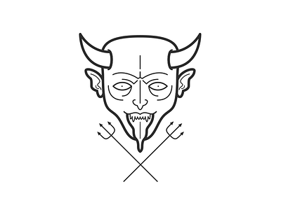 Satanás devil faces horn illustration lines mask satan