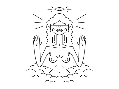 Diosa design eye femininity god hand heaven illustration lines power sky tits woman