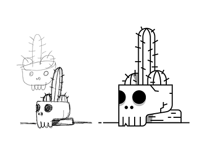 Cactus Cojonudo balls cactus calavera cojonudo design dick huevos illustration lines plant sketch skull
