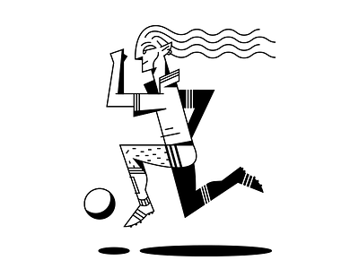 Player black graphic hair illustration line lineart long player run shadow soccer