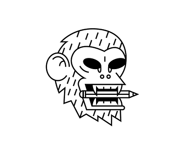 Monkey design head illustration monkey pencil