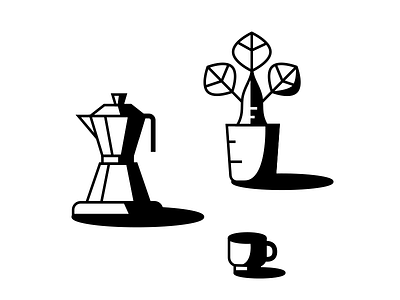 Breakfast black breakfast cafe coffee cup design icon illustration light lines moka plant shadow vector