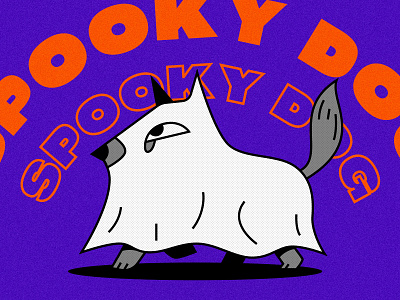 spooky dog cane costume darkpenguin design dog ghost halloween illustration playoff spooky warmup