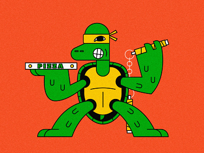 Teenage Mutant Ninja Turtle (Michelangelo) animal character design icon illustration lines michelangelo mutant ninja pizza turtle