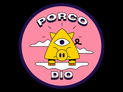 Porco Dio character coaster design dio expression god illustration italian italy pig porco sky vector