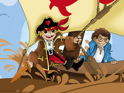 Two Young Pirates children book childrens book illustration comic art comic book cute illustration pirates