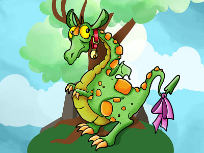 Mila the Lady Dragon character concept children book childrens book illustration colorful comic art comic book concept cute dragon drawing funny green illustration
