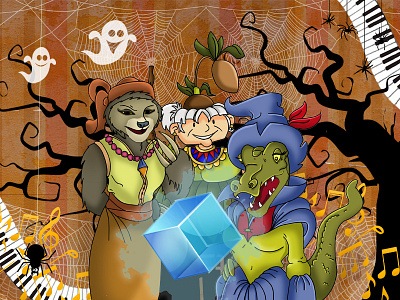 spooky02 children book childrens book illustration colorful comic art digital painting ghosts halloween illustration witches