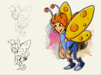 Butter - the butterfly girl adobe illustrator adobe photoshop butterfly charachter design children book childrens book illustration colorful comic art comic book concept cute digital painting illustration ipadpro ipadproart