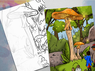 The Land of the Magic Mushrooms children book childrens book illustration colorful comic art comic book concept digital painting drawing illustration illustrator ipadpro