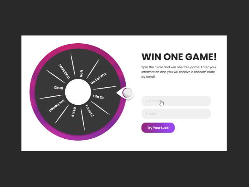 PopUp Wheel of Luck 016 animation app dailyui design figma gaming popup ui ux website wheel