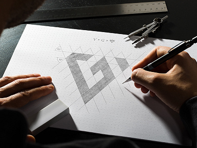 VG Logo diamond glyph logo sketch vg