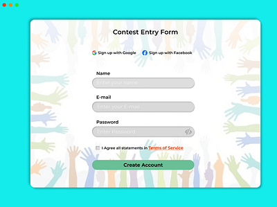 Contest Sign Up Page ui