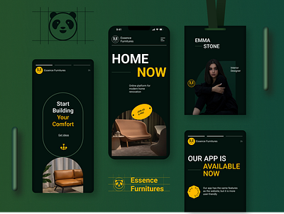Branding: logo design and visual identity for Essence furnitures app branding design illustration logo ui website