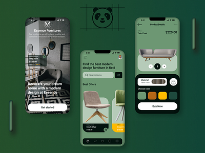 Essence Furnitures: Mobile App app branding design illustration logo ui vector website