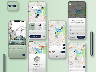 WIDE taxi mobile app app branding design graphic design icon illustration logo minimal typography ui ux vector web website
