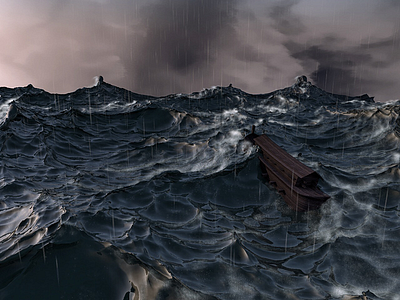 Noah's Ark-1 ark boat c4d noah ocean rain sea wave