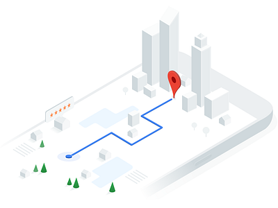 Google Maps API homepage illustration google isometric maps pin town