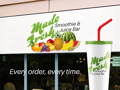 Made Fresh branding daily logo challenge graphic design juice bar logo mockup smoothie company typography