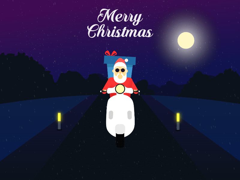 Feliz Navidad 😉 christmas gift happy light moon night road santa santa claus scooter stars