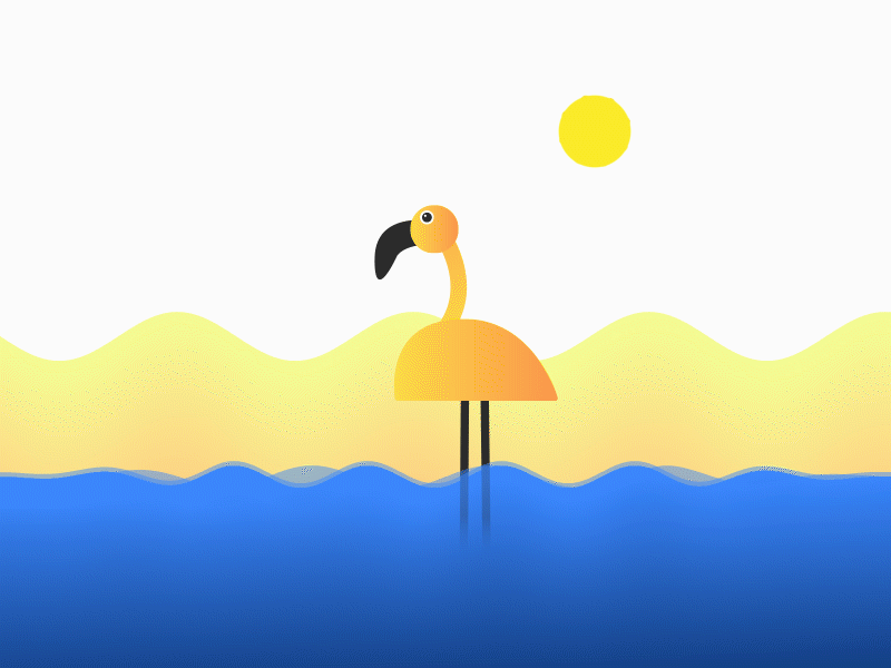 With the Wave.. animation bird crane fish gif gradient motion sun water wave