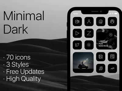 Minimal Dark&Blue&Light Icons for iOS14 creativemarket design homescreen iconset ios ios14 ios14homescreen ui ux vector