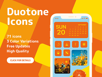 Duotone Icons for iOS14 - Orange creativemarket design homescreen iconset ios ios14 ios14homescreen ui ux vector