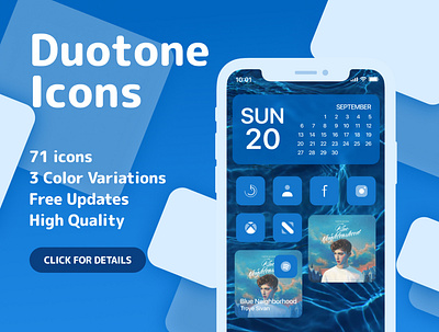Duotone Icons for iOS14 - Blue creativemarket design homescreen iconset ios ios14 ios14homescreen ui ux vector