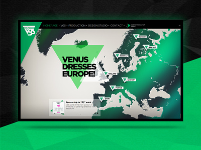 Venus Wear Company Website abstract corporate design green lowpoly triangles vertical scroll website