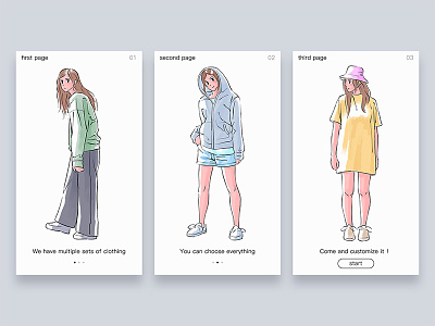 use of Illustrations - for app 2 clothing customized girl