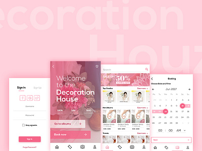 Wedding Studio for Booking - iOS app booking calendar ios pink sign in studio ui ux wedding