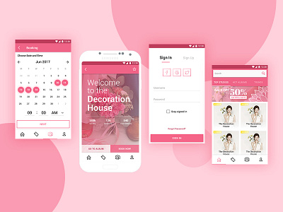 Wedding Studio for Booking - Android android app booking calendar pink sign in studio ui ux wedding