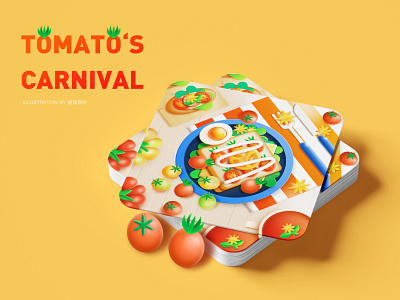 tomato's carnival Ye's kitchen c4d design food illustration kitchen tomato ui